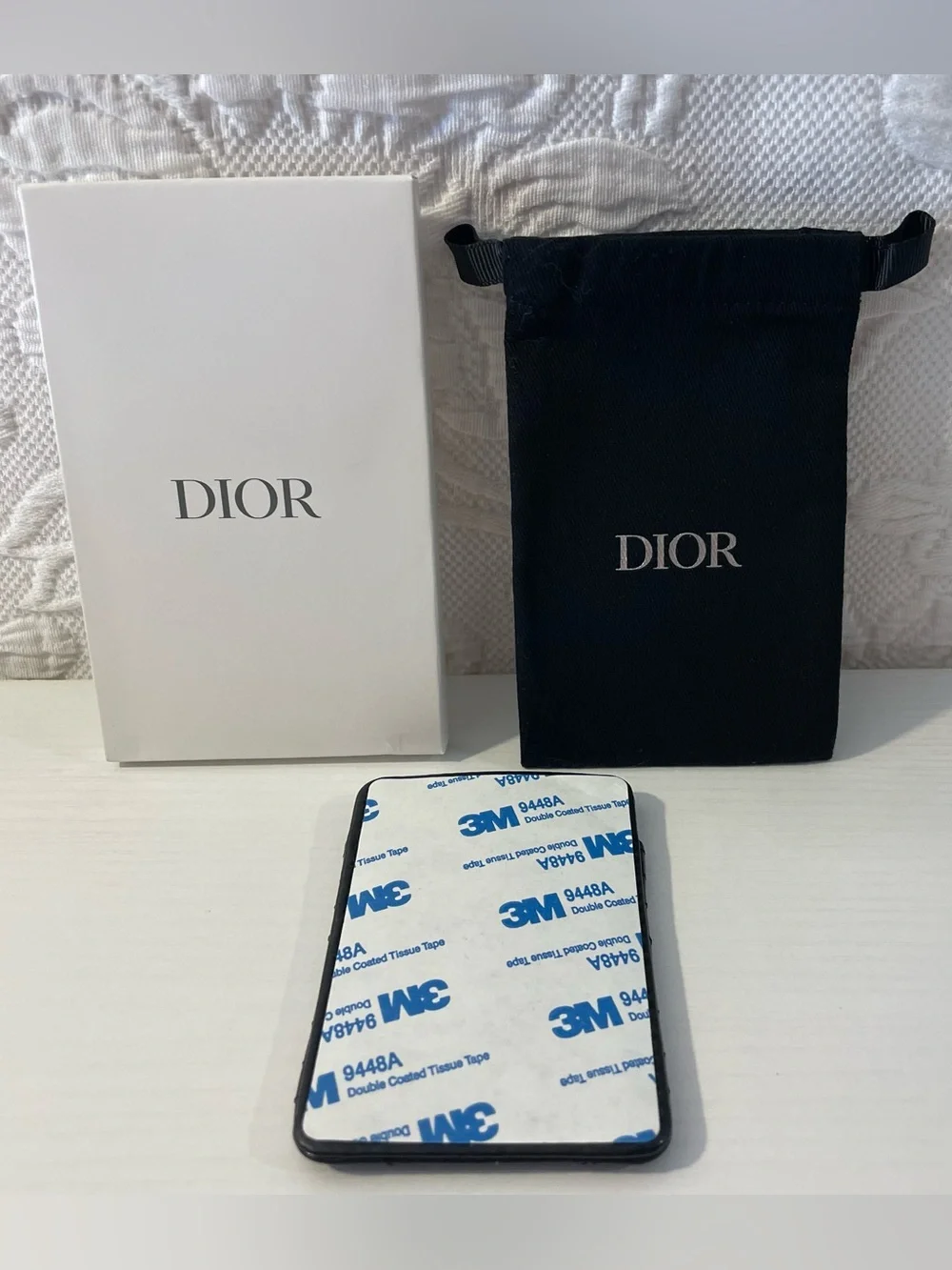 Authentic Dior Leather Phone Card Holder with Mirror